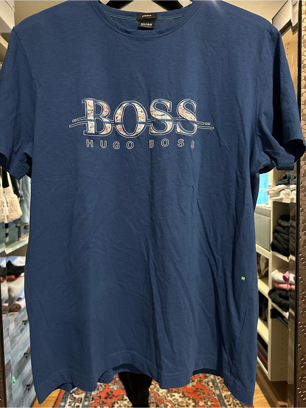 Hugo Boss Blue Short-Sleeve BOSS Logo Tee